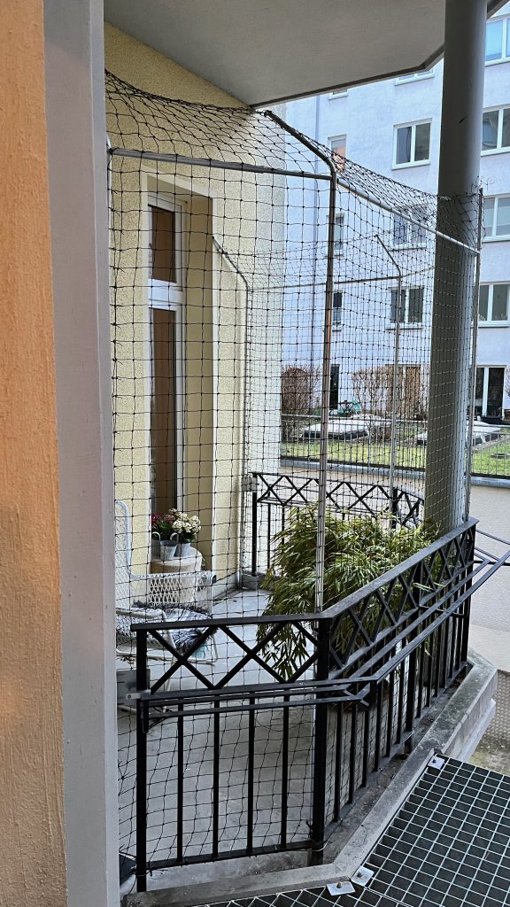 Katzenschutznetz für Balkon mit Überkletterschutz ohne Bohren